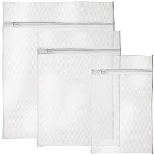 igadgitz home U6521 Wäschenetz Reißverschluss Wäschesäcke Mesh Wäschetasche Waschmaschine Wäschebeutel - 3 Stück, Weiß (1x Klein, 1x Medium & 1x Groß)
