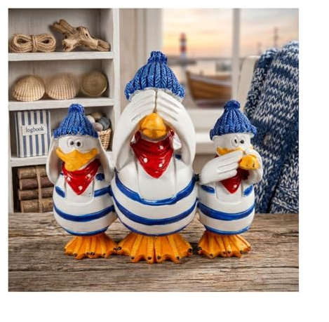 3 Möwen Seemöwe 9 x 9 x 5 cm Nichts sehen Sagen hören AFFE Figur Deko GCG 1960