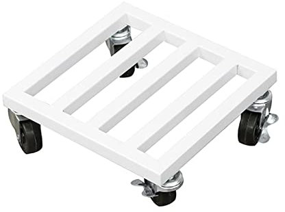Transportroller Möbelroller ZHAOHUI Möbelhund Transportwagen Stahlrohr Anti-Rost Pots Beweglichen Boden Mit Bremse Nylonfelge 50kg Schwerlast, 6 Größen (Color : White, Size : 50x50cm)