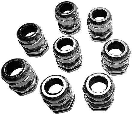 8 Stück M25 x 1.5 (MESSING-Metall) Kabelverschraubung/Kabeldurchführungen mit Gegenmutter für Kabeldurchmesser 10 mm bis 14 mm und Einbaudurchmesser 25 mm bis 25.2 mm IP68 (METRISCH)
