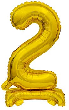 GoDan Beauty&Charm Luftballons Zahlen 0-9 zum Aufstellen auf dem Tisch 38 cm Folienballon Geburtstagsluftballons Zimmer und Raumdekoration beim Geburtstag Jubiläum (Zahl 2 Gold)