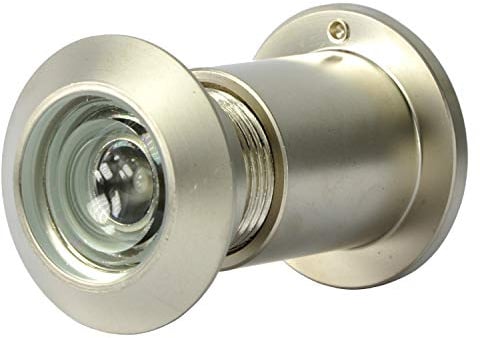 Türspion Messing mit Sichtschutz Bohrloch ∅27mm Spion Nickel Satin | Für Türblätter Weitwinkel-Türspion 200°, für 40-70mm Haustür hochwertige Echtglaslinse