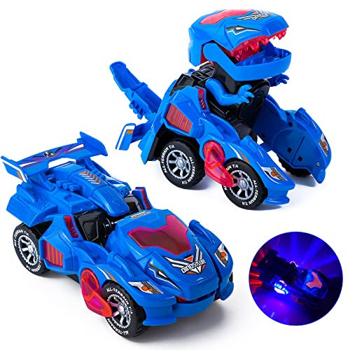 Yellcetoy Voiture Dinosaure Transform Jouets, Dinausore Voiture Transformable pour Enfants 3-7 Ans, Dino Jouet Cadeau d'anniversaire Noël pour Garçon de 3 4 5 6 7 Ans Bleu