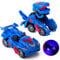Yellcetoy Dinosaur Transforming Car, Dino Toys with Flashing Lights and Sound for Boys Girls Age 3-7 Automatic Electric Transform Cars Toy Birthday Xmas Gifts for Kids 3 4 5 6 7 Years Blue