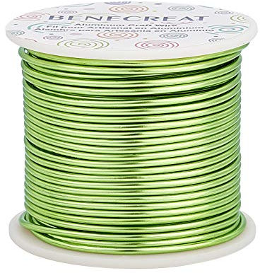 BENECREAT 30m 2mm Alambre de Aluminio Alambre para Abalorios Resistente al Deslustre Alambre Flexible para Esculpir, Trabajos de Abalorios de Joyería Amarillo Verde