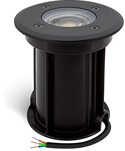 linovum BORU Einbau Bodenstrahler IP67 inkl. LED Lampe GU10 3W neutralweiß - Außenleuchte Boden Strom 230V schwarz mit Kabel