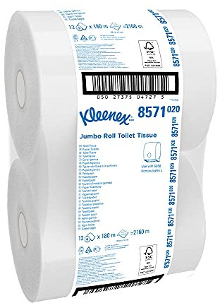 Rouleau de papier toilette Kleenex Jumbo - 8571-12 x 180 m, blanc, 2 plis