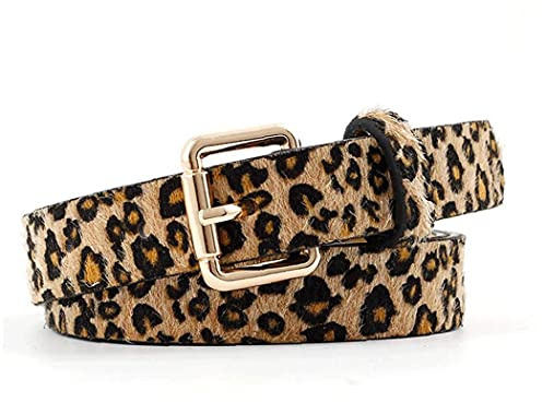 TOSSPER Damen Leopard Pu-Leder Gürtel Retro Artificial Pferdehaar Bund Für Frauen-mädchen-drucken