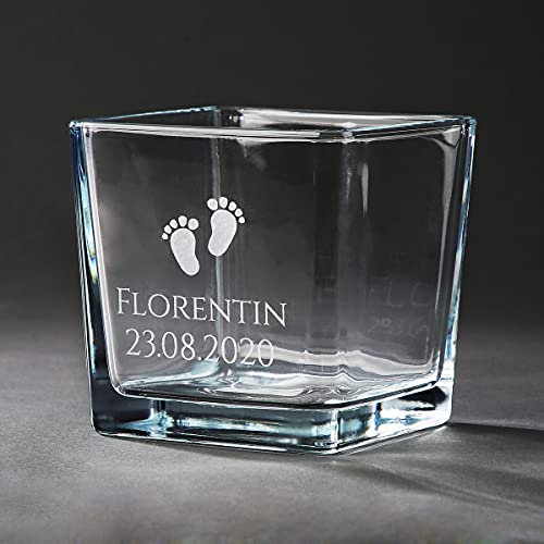 Windlicht/Teelicht aus Glas mit persönlicher Gravur