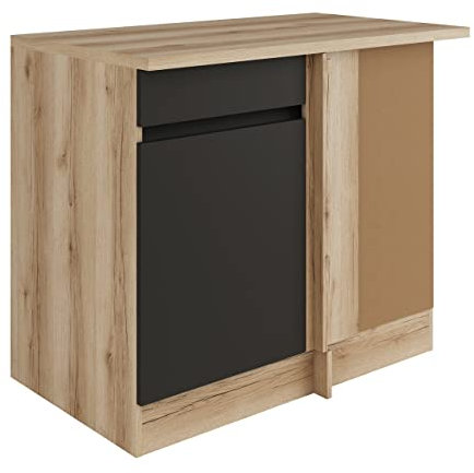 idealShopping GmbH Küchen Eckunterschrank mit Arbeitsplatte Noah UEL106-0+ in anthrazit 100 cm breit