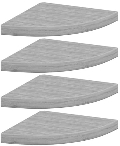 vidaXL Wall Corner Shelves, 4 pcs Honeycomb MDF and Metal, Concrete Grey Coloured, Floatings Shelves for Living Room or Bedroom