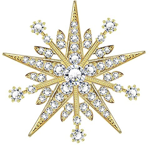 KristLand Stern Brosche Funkelnder Kristall Brosche Vintage Braut Corsage Art Deco Band Barock Brosche Braut Hochzeit Party Geburtstag Geschenk für Frauen Damen