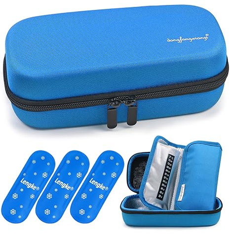 YOUSHARES Estuche de Insulina con 3 Bolsa de Gel Frio de Nylon - Nevera de Viaje Enfriador de Insulina Bolsa Frío Estuche de Pluma de Insulina para Diabéticos (Azul)