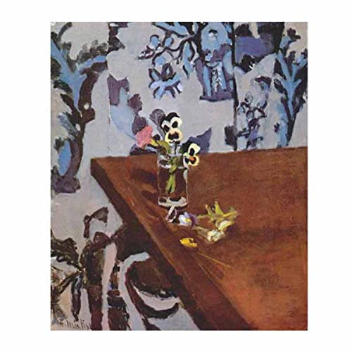 Henri Matisse“Stiefmütterchen auf einem Tisch”Leinwandbild Wandbilder Bilder Wohnzimmer Deko Schlafzimmer Leinwand Gemälde Wandbild Kunstdruck Dekoration Geschenk(30x35cm-12x14inch,Ungerahmt)