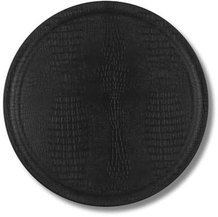 PLATEX - Plateau Limonadier Rond de Service Croco Noir de 45 cm - Fabrication Française - Plateau Design Décoratif pour La Table - Plateaux Élégants - Antidérapant, Plusieurs Coloris Disponibles