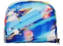 ergobag LED Zippies Schulranzen Zubehör Fronttasche Motiv Welten Grundschule Raumschiff - Blau