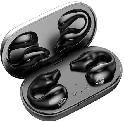 Ear-Clip Knochenschall Kopfhörer Bluetooth 5.3, Schmerzlos Kabellos Offener Ohrenclip Wireless Bone Conduction Headphones, Wasserdichter Sport-Ohrring-Kopfhörer, HiFi-Qualität/Lange Akkulaufzeit