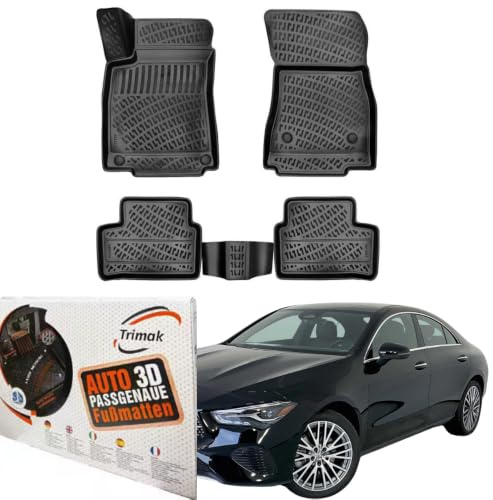 Trimak 3D Fussmatten für Mercedes CLA 2019-2025 | Gummimatten aus TPE Gummi, Passgenau, Wasserdicht, Hoher Rand, Rutschfest, Leicht zu Reinigen