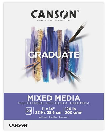 Canson C31250P043 Graduate Papierblock, Weißes Papier, 11x14 inch, 12 stück