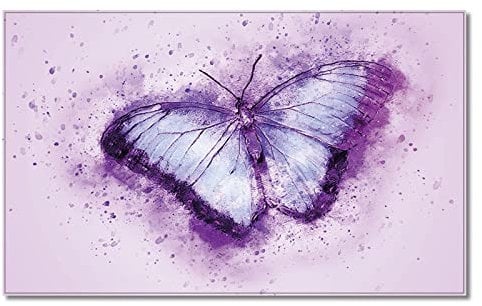 Teppich Lila Rosa Schmetterling Teppich Wohnzimmer für Schlafzimmer Kinderzimmer Outdoor Teppich Wetterfest rutschfest Teppiche Rug 40 x 100 cm Teppich Wohnzimmer Kurzflor Waschbar