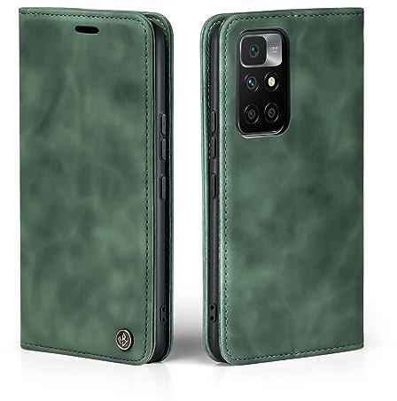 LBH Handyhülle für Xiaomi Redmi 10 in Grün mit Karten- und Geldfach Smartphone Hülle mit Standfunktion Flip Case Schutzhülle Magnetverschluss Vintage