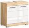 Newroom Waschbeckenunterschrank Sonoma Eiche hell weiß Hochglanz Badschrank Modern Elegant - 60x56x34 cm (BxHxT) - Standschrank Badezimmermöbel - [Bolero.Two] Bad Badezimmer WC