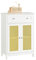 SoBuy Meuble Bas de Salle de Bain Armoire Toilette Commode Meuble de Rangement pour Salle de Bain avec 1 Tiroir et 2 Portes en Ploy Rotin, 60x35x88 cm, BZR120-W