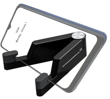 Loputon Portable Phone Holder - Mobile Stand for Desk, Compatible with iPhone 15-12 Pro Max & 7-9 Tablet (Black)