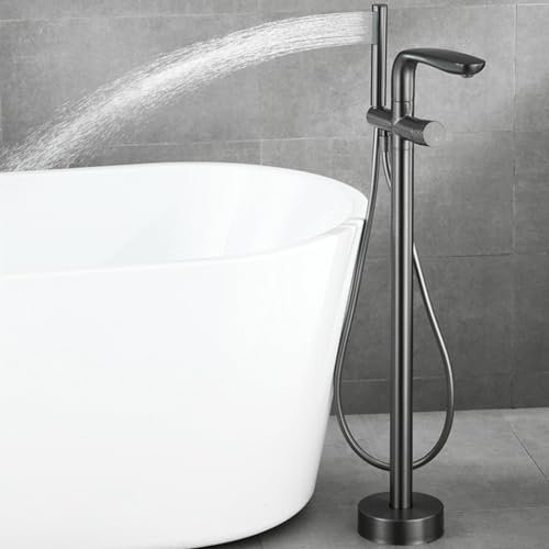Standarmatur Badewanne Freistehend Einzelgriff 2 Modi Badewanne Amatur Bodenstehend,grau