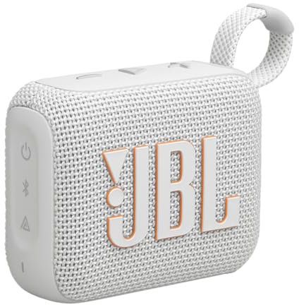 JBL Go 4 - Ultra-Portable, Waterproof and Dustproof Bluetooth Speaker, Big Pro Sound with punchy bass, 7-Hour Built-in Battery, Made in part with recycled materials (White)