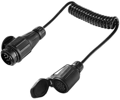 ETUKER Rallonge Remorque 13 Broches 12v Max. 1.8M Câbles D'extension Remorques 13 vers 13 Broches Prise,Adaptateur Précâblé Spiralé pour Voiture