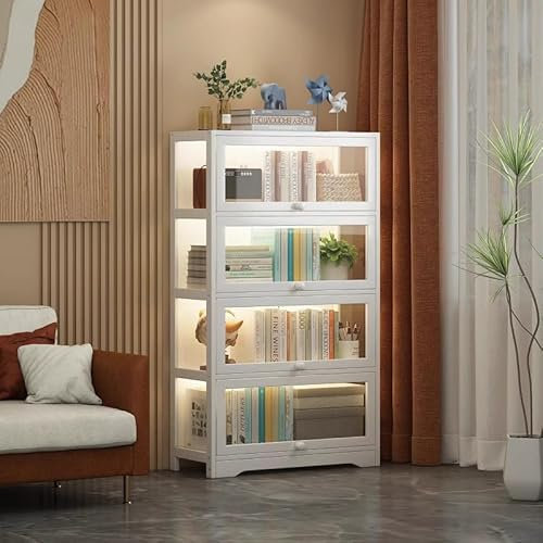 KUYATE Vitrine mit natürlichem Bambusrahmen, Vitrine, Glasvitrine, antiker Schrank mit Glastür, Glasvitrine, Vitrine, Glasvitrine, Regal, Vitrine, Trophäenvitrine, Vitrine