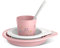 Suavinex, Set svezzamento Bambino +6 Mesi, Stoviglie per Bambini Lavabili in Lavastoviglie e Microonde. Include: Bicchiere + Piatto Piano + Ciotola + Cucchiaio. My family Rosa