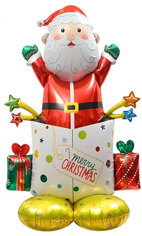 ParPix Weihnachten Folienballon Stehend XXL Weihnachten Deko, Weihnachtsmann Weihnachten Luftballon Dekoration Große,Deko Weihnachten Luftballons,Christmas Decorations,Weihnachtsdeko Weihnachtsballons