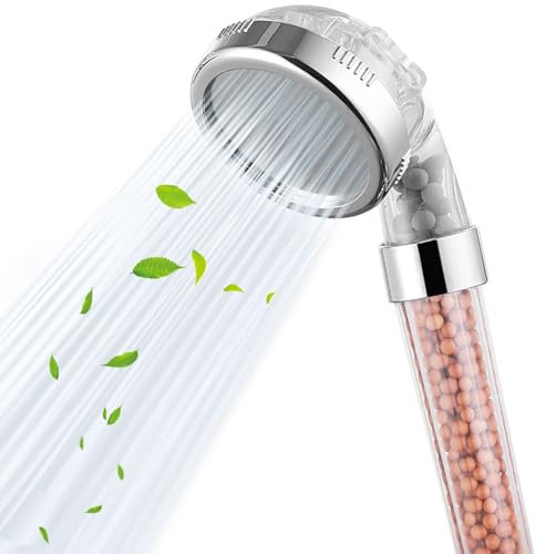 Voolan Soffione Doccia portatile Filtrante, Filtro per Soffione Doccia ad Alta Pressione con 3 Impostazioni di Spruzzo per Acqua Dura/Pelle e Capelli Secchi