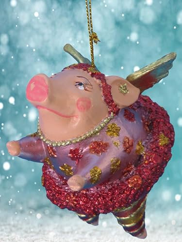 POMMERNTRAUM ® | Weihnachtsbaumhänger Weihnachtsengel Ballerina-Schwein Glücksschwein Glücksbringer Schwein Schutzengel Engel Weihnachtsbaumdeko (6)