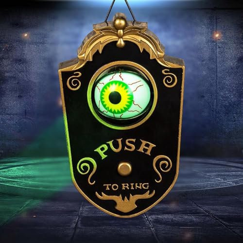Halloween Decorations, Halloween Doorbell, Animated Eyeball with Spooky-Sounds, Halloween Decor with Lightup Eyeball,Trick Or Treat Event for Kids, for Haunted House Halloween Party Black