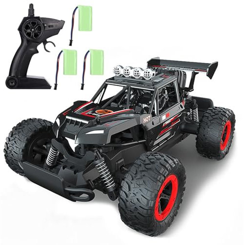 Azyvum Ferngesteuertes Auto Offroad für Junge draußen 1:16 Maßstab RC Buggy 2,4GHz Funkfernsteuerung Rennwagen Crawler Truck Geländewagen RC Auto Car Spielzeug mit 3-Akku 70 Minuten
