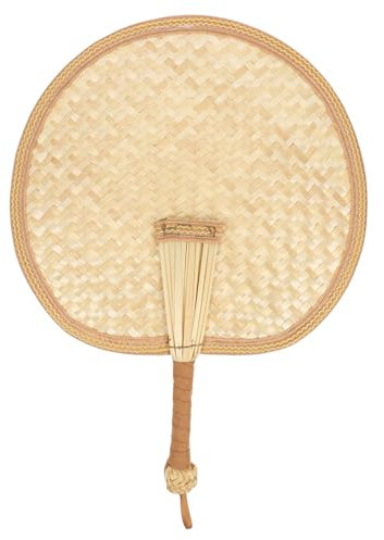 VOSAREA 2pcs Hand Woven Fan Handheld Fan Palm Leaf Hand Fan Boho Wall Fan Oriental Fan Decorative Woven Fan Raffia Woven Fan Rustic Hand Fans Chinese Summer Fans Round Fan Manual Fan Straw