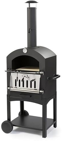 Hoixin Horno de Pizza de Leña para Exterior Horno de Pizza Multifuncional con Parrilla para Barbacoa Calentador de Pizza Termómetro Incorporado Adecuado para Barbacoa de Camping al Aire Libre