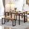 sogesfurniture Essgruppe 3-teilig, mit Esstisch 100x60x73.7cm, 2 Sitzbänken in Metallgestell, Rechteckig Küchentisch-Set für Wohnzimmer, Esszimmer, Vintagebraun
