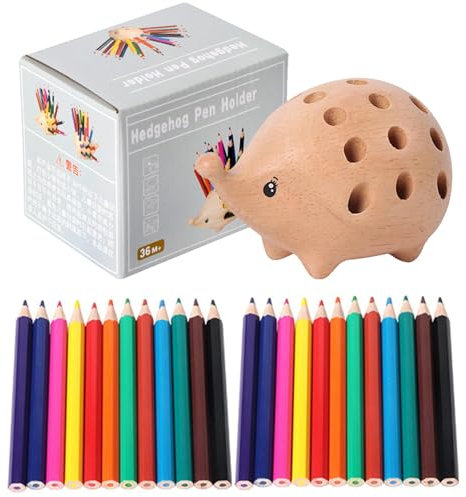 Stiftehalter aus , Igel-Stiftehalter, 24 Buntstifte, kreatives Igel-Schreibtisch-Ornament, niedliche Tierfigur mit Löchern