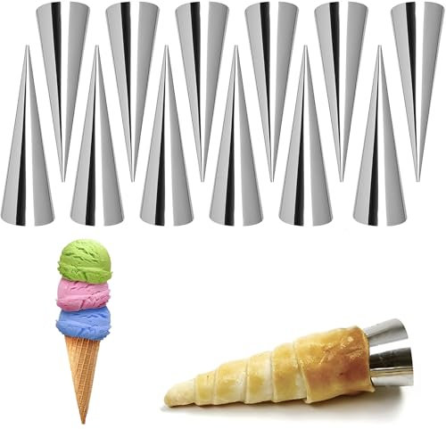 12 Stück Cannoli Backform,Cannoli Formen,Schillerlockenform,Schaumrollenformen,Cannoli,Edelstahl Cannoli Form Schaumrollen Backform,Schaumrollenformen Klein,Fur Sahnehorn Croissant
