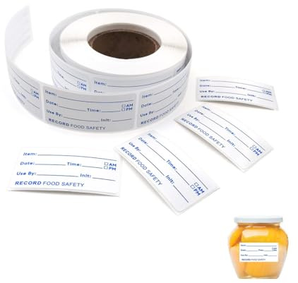LONZIKP 1 Rolle 500 Stück Selbstklebend Etiketten, Klebeetiketten zum Beschriften, Lebensmitteletiketten-Aufkleber, Gefrieretiketten, Marmeladen Etiketten - für Gläser, Marmelade, Flaschen
