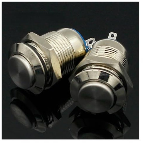 LTRAJUYNH 1pcs 12mm Momentary High Round Metal Push Button Switch Car Start Horn Speaker Bell Automatic Reset 12mm Metal Switch