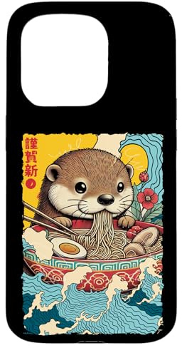 Kawaii Otter Eating Ramen Nudeln Japanische Kunst Manga Anime Hülle für iPhone 15 Pro
