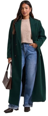 Dorothy Perkins Petite Maxi Length Double Breasted Coat, 16, Dark Green