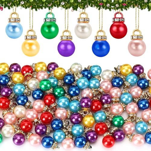 Mini Weihnachtskugeln 160 Stück Weihnachtskugeln Bunt Gemischt 1.6cm Ø Mini-Weihnachtskugel Bunt Kunststoff für Weihnachtsdeko, Party, Innenbereich