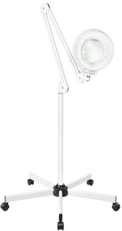 Lampada a LED con ingrandimento 8x, lente d'ingrandimento da 24 W, con ruote e braccio girevole, lampada di ingrandimento con 120 LED, per cosmetici, saloni di unghie, artigianato, elettronica e