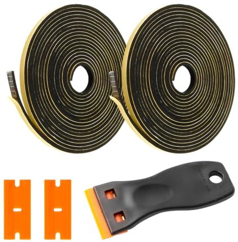 YAZWUR 2 Rollos de Cinta de Sellado Autoadhesiva, Cinta de Montaje Resistente al Calor, y 3 Hojas de Plástico de Repuesto, para Placas de Cocina, Encimeras y Fregaderos Empotrados (6mm x 3mm x 5m)